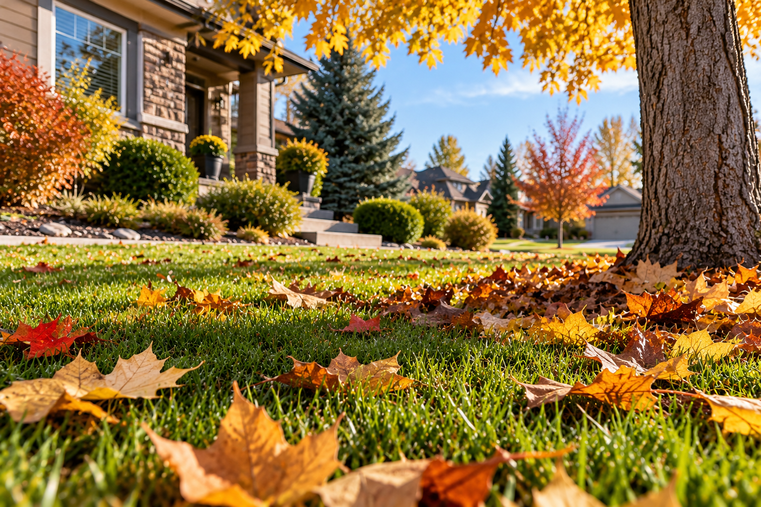 Fall Leaves Grass